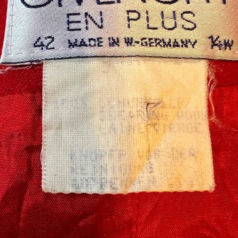 Vintage 80’s Givenchy EN Plus Vibrant Red Wool Long Sleeve Dress 14W - Picture 4 of 16